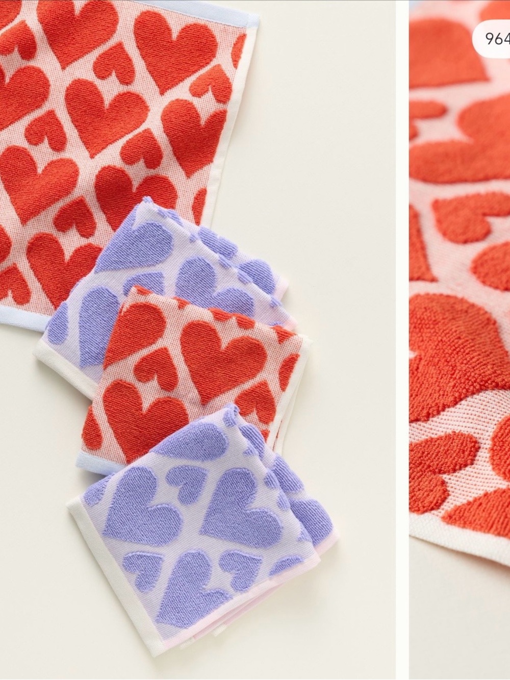 Anthropologie NWT Icon Heart Jacquard Dishcloths, Set of 4